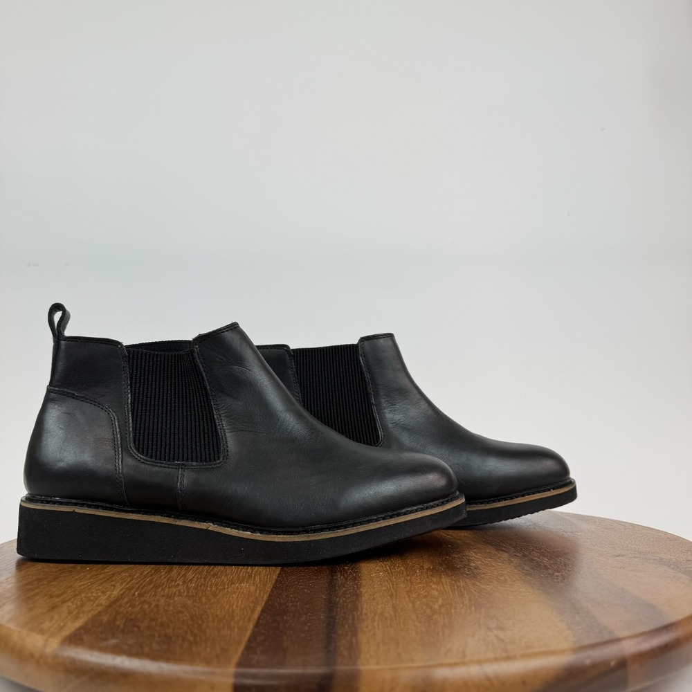 Womens Softwalk Wildwood Black Leather Comfort Chelsea Wedge Boots Size 9.5 M‎